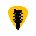 Guitar acoustick pick vector design icon flat logo. Mediator guiatar music symbol headstock Royalty Free Stock Photo