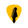 Guitar acoustick pick vector design icon flat logo. Mediator guiatar music symbol headstock Royalty Free Stock Photo
