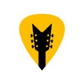 Guitar acoustick pick vector design icon flat logo. Mediator guiatar music symbol headstock Royalty Free Stock Photo