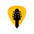 Guitar acoustick pick vector design icon flat logo. Mediator guiatar music symbol headstock Royalty Free Stock Photo