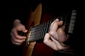 Guitar acoustics low key Royalty Free Stock Photo