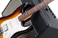 Guitar amplifier and electricguitar Royalty Free Stock Photo