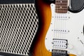 Guitar amplifier and electricguitar Royalty Free Stock Photo
