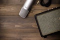 Guitar amplifier and microphone Royalty Free Stock Photo