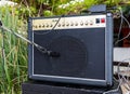 Guitar amplifier with microphones Royalty Free Stock Photo