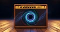 Guitar amplifier with swirling vortex of colorful light and energy, studio lighting Royalty Free Stock Photo