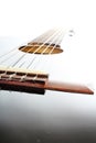 Guitar artsy POV background. Music illustration. Black and white guitar closeup.