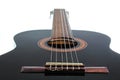 Guitar artsy POV background. Music illustration. Black and white guitar closeup.