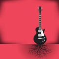 A guitar as a tree with roots background