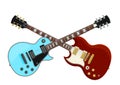 Guitar Battle Concept. Two Electric Guitars Crossed