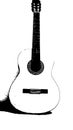 Guitar black and white vintage isolated on white Royalty Free Stock Photo