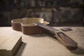 Guitar without body. Acoustic guitar repair. Musical instrument