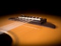 Guitar bridge and guitar classical strings blur Royalty Free Stock Photo