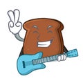 With guitar brown bread mascot cartoon