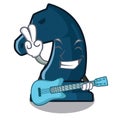 With guitar chess knight isolated with the cartoon