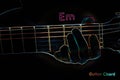 Guitar chord on a dark background