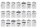 Guitar chords icon set. Guitar lesson vector illustration isolated on white. Royalty Free Stock Photo