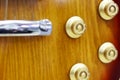 Guitar close-up, potentiometers, volume controls on the guitar.