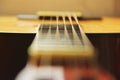 Guitar close up. The strings. Musical instrument close up Royalty Free Stock Photo