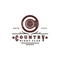 Guitar Country Music Western Vintage Retro Saloon Bar Cowboy logo design Royalty Free Stock Photo