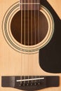 The Guitar deck. Acoustic guitar. Musical instrument. Fretboard acoustic guitar Royalty Free Stock Photo
