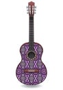 Guitar decorated with ethnic ornaments, design in the style of boho, oriental pattern. Royalty Free Stock Photo