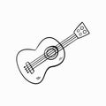 Guitar doodle icon. Drawing by hand. Vector illustration.