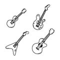 Guitar Doodle vector icon set. Drawing sketch illustration hand drawn line eps10 Royalty Free Stock Photo