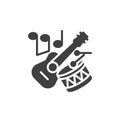 Guitar and drum vector icon