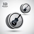 Guitar and electric guitar music icons isolated.