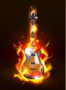 Guitar in fire flames Royalty Free Stock Photo