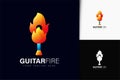 Guitar fire logo design with gradient