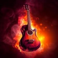a guitar is in fire in this picture Royalty Free Stock Photo