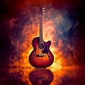 a guitar is in the fire in this picture Royalty Free Stock Photo