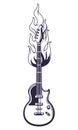 Guitar with flame drawn tattoo icon