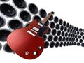 Guitar in front of speakers