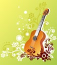 Guitar in green Royalty Free Stock Photo