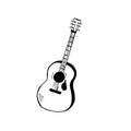 Guitar. Hand drawn sketch. Vector illustration, isolated on white. Royalty Free Stock Photo