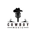 Guitar and hat inspiration symbol Cowboy logo
