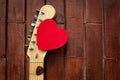 Guitar head stock with red heart Royalty Free Stock Photo