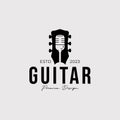 guitar headstock for music logo or podcast symbol vector illustration design. Royalty Free Stock Photo