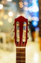 Guitar Headstock or Peghead with Blur Bokeh Background Royalty Free Stock Photo