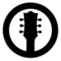 Guitar Headstock Black Rubber Stamp Icon