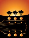 Guitar headstock at sunrise Royalty Free Stock Photo