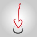 Guitar heart symbol, loving music concept Royalty Free Stock Photo