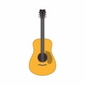 A guitar for holidaymakers in summer camp flat vector illustration. Wooden acoustic guitar for leisure camping entertainment