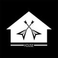 Guitar house logo with cross guitar