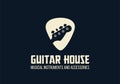 Guitar house outline logo Royalty Free Stock Photo