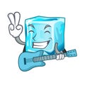 With guitar Ice cubes set on wiht character Royalty Free Stock Photo