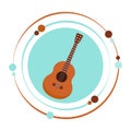 Isolated vector illustration graphic icon symbol of a guitar and music Royalty Free Stock Photo